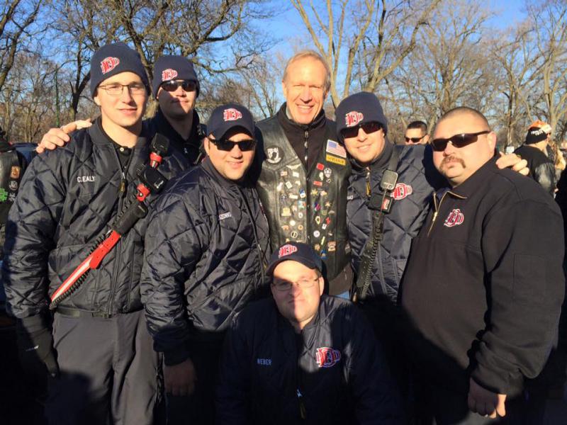 With Illinois Governot Bruce Rauner 2015 Toys for Tots Chicago